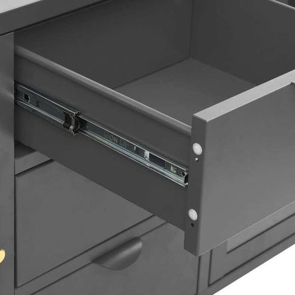 Sideboard – Dressoir – Kast – Opbergmeubel – Buffetkast – Antraciet – Staal en Gehard Glas – Compact en Verplaatsbaar