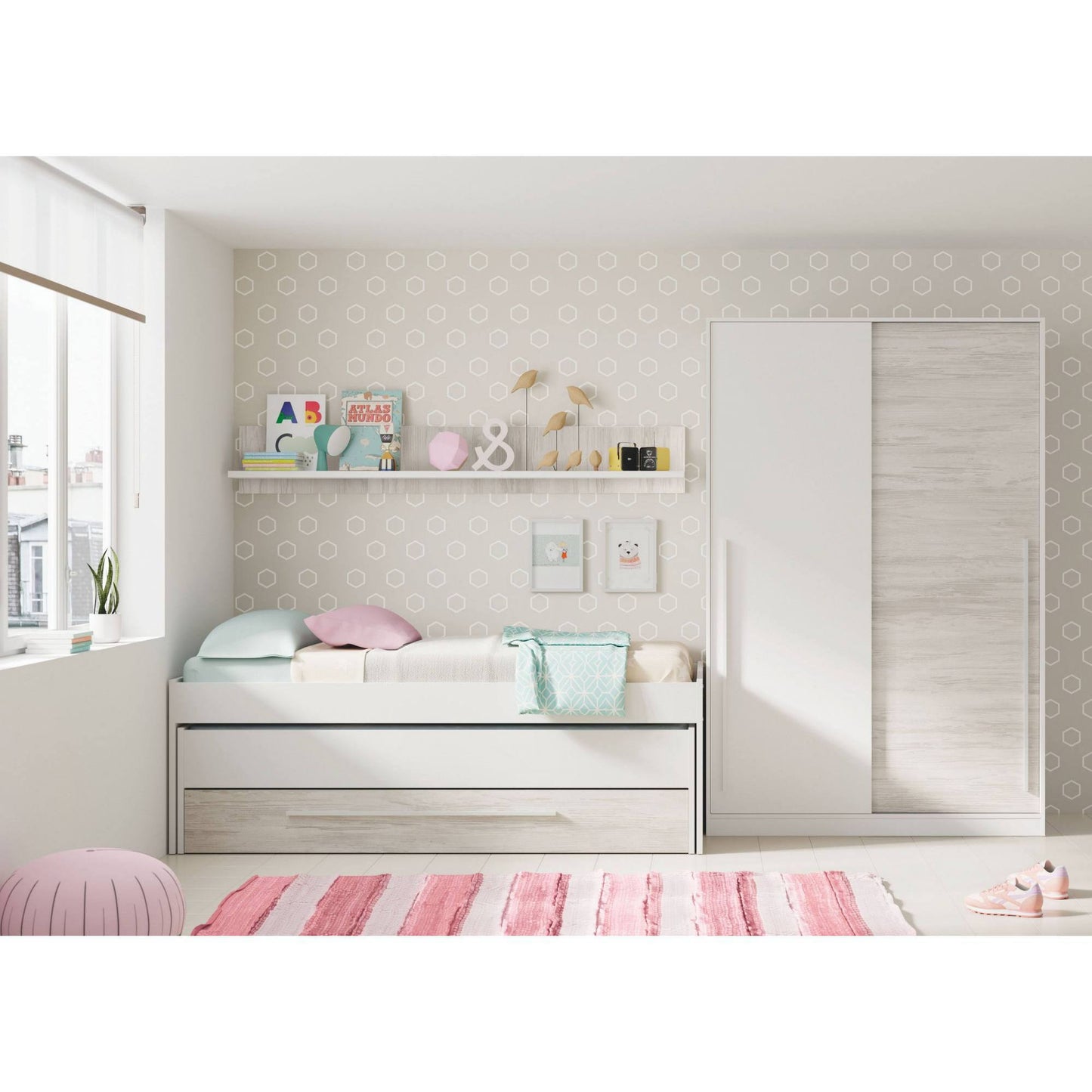 2-Door Wardrobe, Bedroom Closet with Hanging Rod and 3 Shelves, 120x50x200 cm, Available in 2 Colors