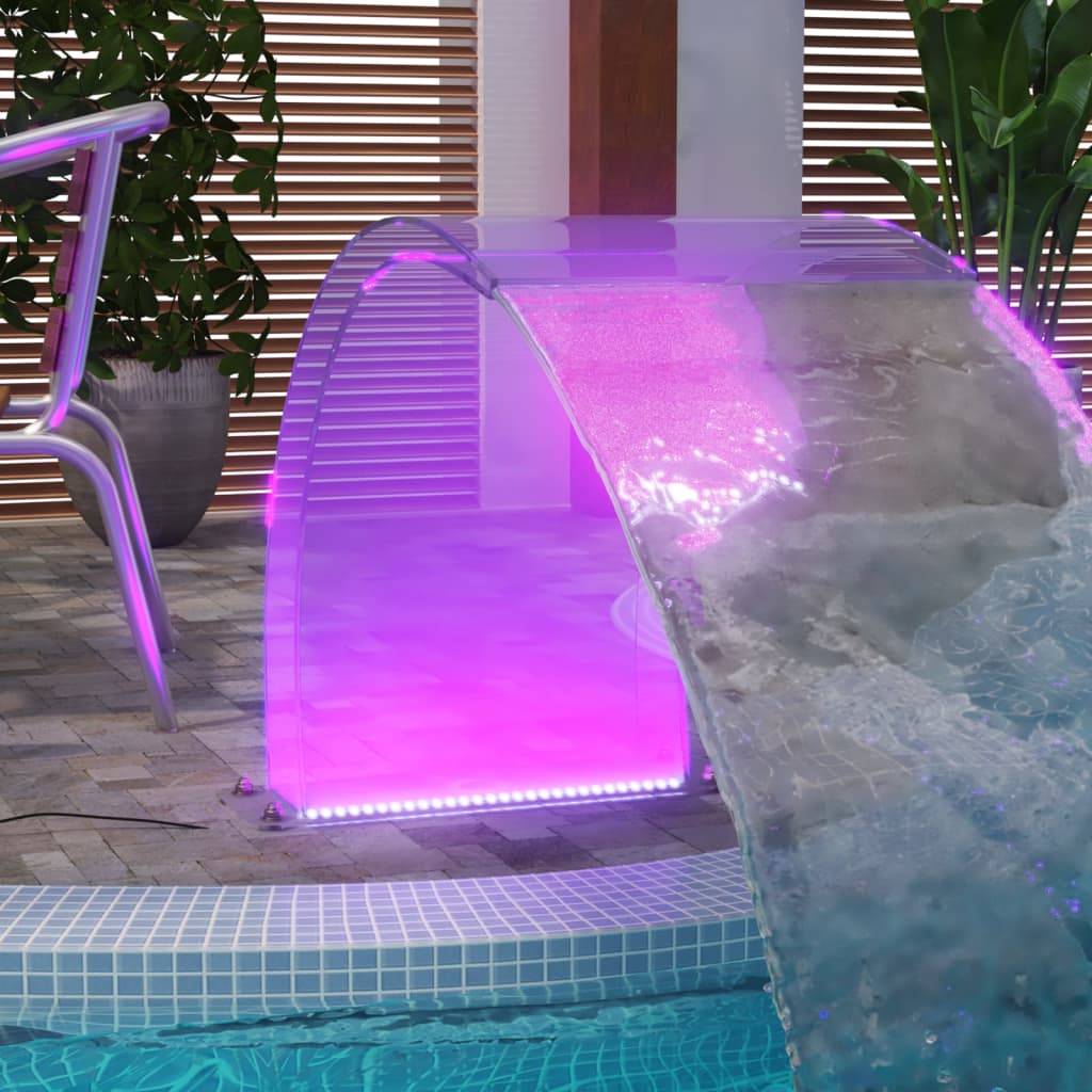 Zwembadfontein – Vijverfontein – Waterornament – Tuindecoratie – Fonteintje – Acryl 50 cm – RGB LED Verlichting