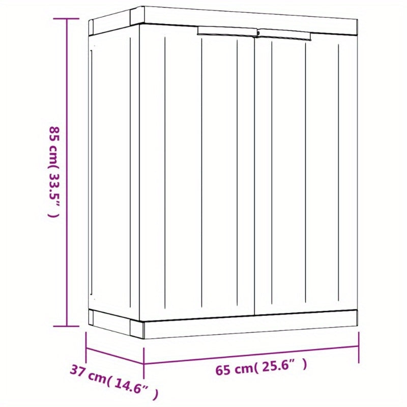 Tuinkast – Tuinberging – Opbergkast – Bergkast – Schuurkast – Grijs en Zwart – Compact Formaat 65x37x85 cm – Duurzaam Materiaal PP en RVS