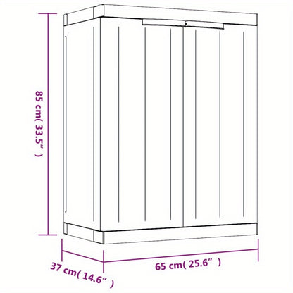 Tuinkast – Tuinberging – Opbergkast – Bergkast – Schuurkast – Grijs en Zwart – Compact Formaat 65x37x85 cm – Duurzaam Materiaal PP en RVS