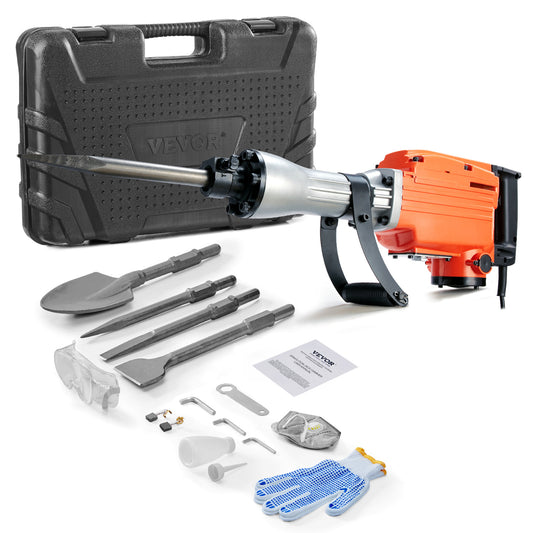 Slaghamer – Breekhamer – Voorhamer – Uitdeukhamer – Slagtrekker – 2200W Krachtige Motor – Inclusief 4 Verwisselbare Beitels
