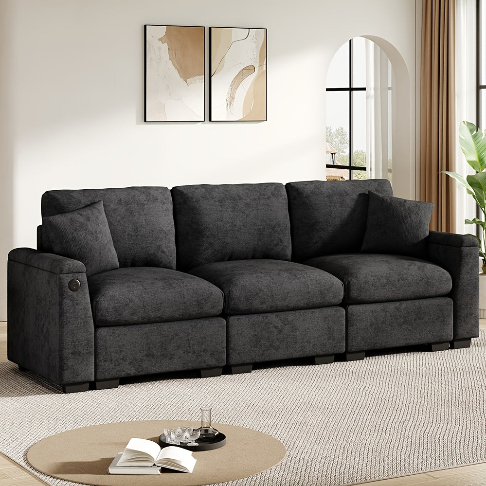 Chenille Bank – Inklapbare Sofa – Slaapbank – Zithoek – Opbergbank – Grijs – Met Opbergruimte & Inklapbare Tafel – Veelzijdig Inklapbaar & Comfortabel