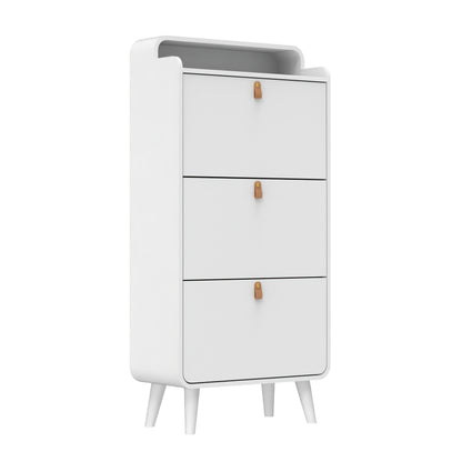 Schoenenkast – Schoenenrek – Schoenenopberger – Halmeubel – Schoenenbank – Wit – 3 Klepdeuren – Verstelbare Verwijderbare Planken