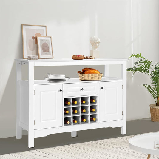 Dressoir – Buffetkast – Opbergkast – Ladekast – Kast – MDF & Spaanplaat – Met Uitneembaar Wijnrek – 117x40,5x85,5 cm