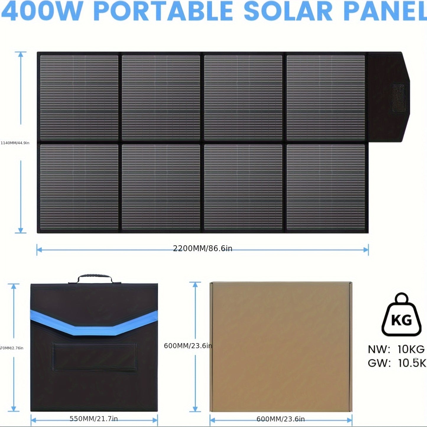 Draagbare Zonnepaneel Oplader – Solar Charger – Zonnepaneel Lader – Mobiele Zonneoplader – Outdoor Solar Powerbank – 400W Vermogen – Opvouwbaar Design – Dubbele USB Snellader – Hoge Efficiëntie Zonnecellen – Duurzame EVA Behuizing