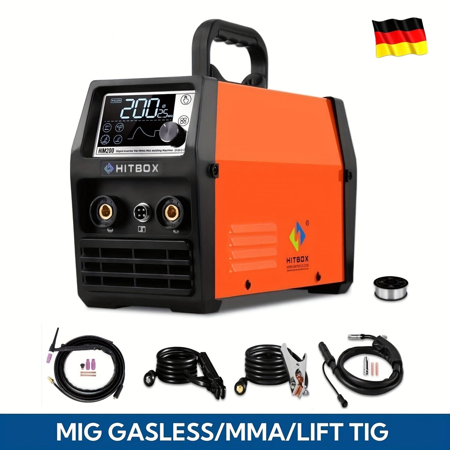 3-in-1 Lasmachine – Mig Lasser – Tig Lasser – MmA Lasapparaat – Draadvoeding Lasser – Geen Gas Nodig – Digitaal Display – 200 Ampère