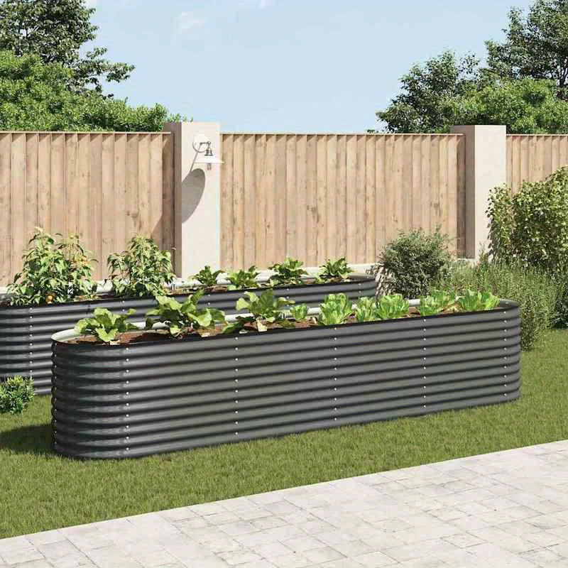 Easy to assemble modern and simple Raised Garden Bed 400x80x81cm Galvanized Steel Grey