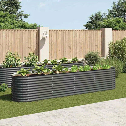 Easy to assemble modern and simple Raised Garden Bed 400x80x81cm Galvanized Steel Grey