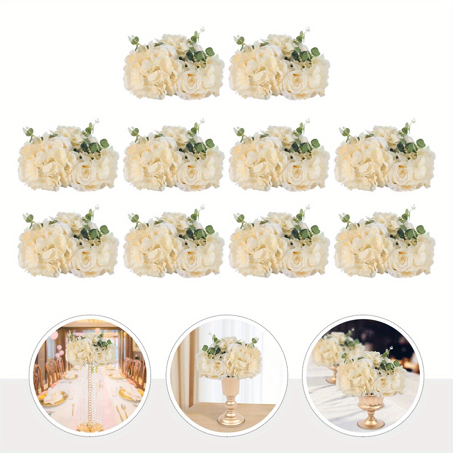 Champagne Kunstrozen – Kunstbloemen – Neprozen – Bloemstukken – Bloemdecoratie – 10 Stuks – 40x40x20 cm – Onderhoudsvrij – Herbruikbaar