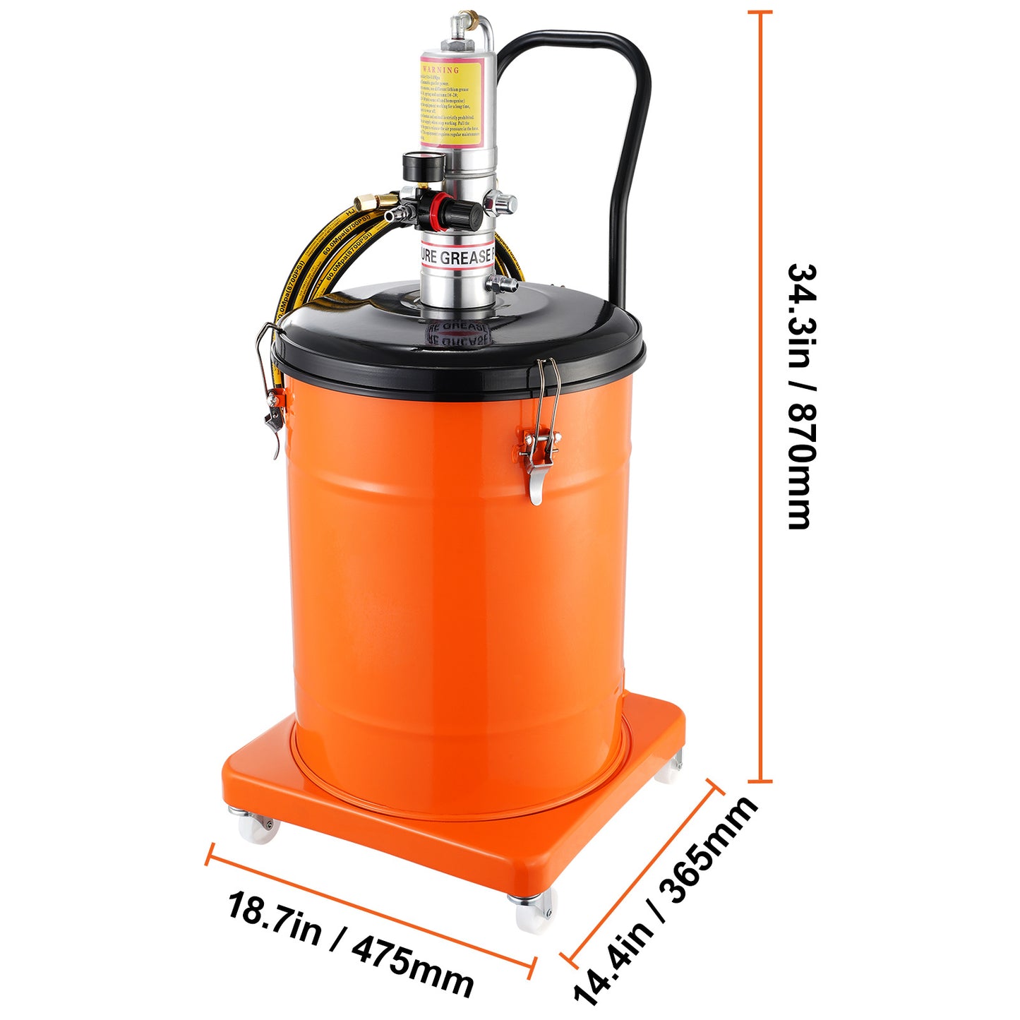 Vetpomp – Smeerpomp – Pneumatische Vetpomp – Vetspuit – Smoring Pomp – 40 Liter Capaciteit – Aluminium Behuizing