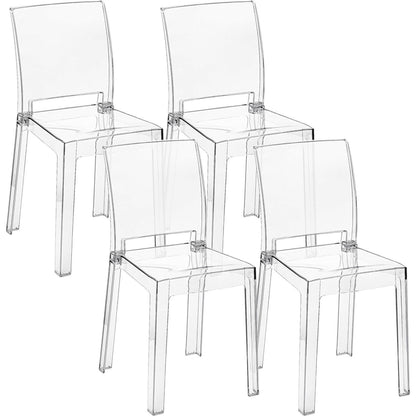 Transparante Stoelen – Design Stoelen – Polycarbonaat Stoelen – Eetkamerstoelen – Moderne Stoelen – Ergonomische Gebogen Rugleuning – Duurzaam Lichtgewicht Material