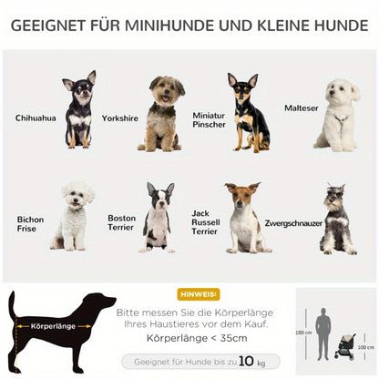 Hondenbuggy – Huisdierwagen – Kattenbuggy – Pets Carrier – Wandelwagen – Inklapbaar – Waterdichte Regenhoes – Comfortabele Kussenset