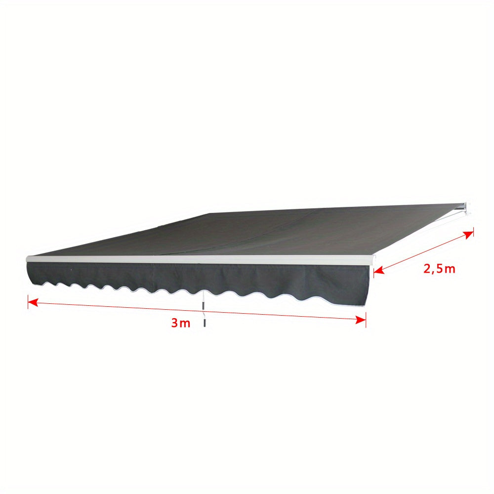 Balkonzeil – Balkondoek – Balkonscherm – Zonwering – Buitenluifel – Aluminium Frame – Handmatige Slinger – 300x250 cm – Donkergrijs