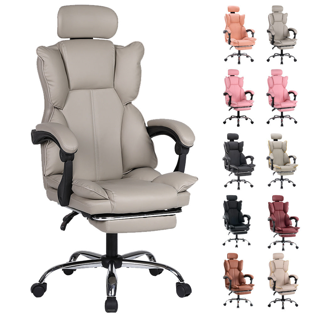 Gamingstoel – Gamestoel – Gaming Chair – Game Stoel – Bureaustoel – Ergonomisch – Verstelbare Hoogte – PU Leder – Zachte Schuimvulling – Stevige Rugleuning – Paars-Wit – Geschikt Voor Volwassenen En Tieners