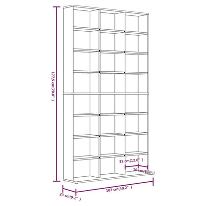 CD Cabinet Smoked Oak 102x23x177.5cm Engineered Wood CD Tower CD Storage Cabinet Shelf for Living Room Bedroom and Office, Utility Racks