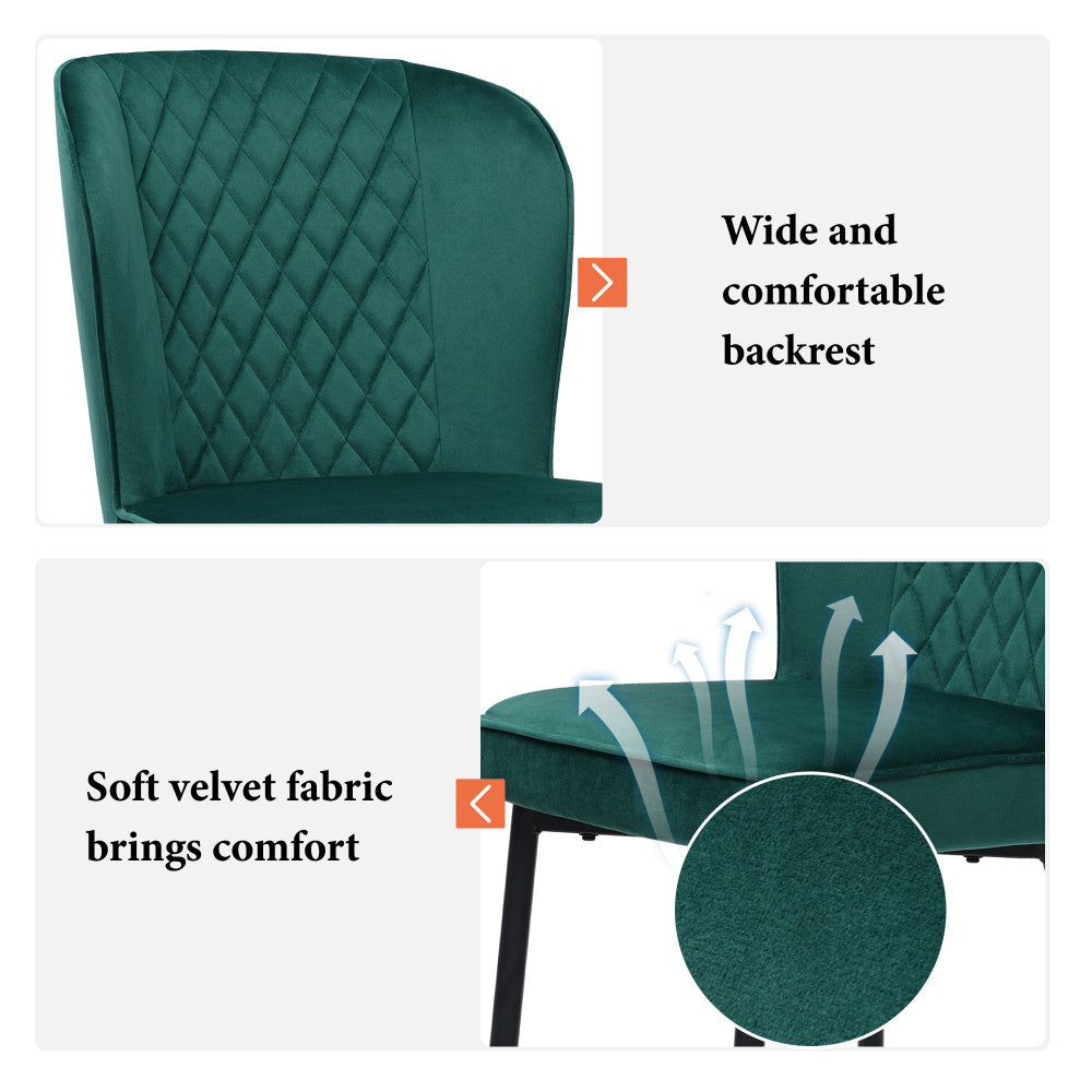 Eetkamerstoelen – Stoelen – Zitstoelen – Eetkamerstoelen Set – Velvet Stoelen – Fluwelen Bekleding – Metalen Frame – Ergonomische Rugleuning – Comfortabel Design
