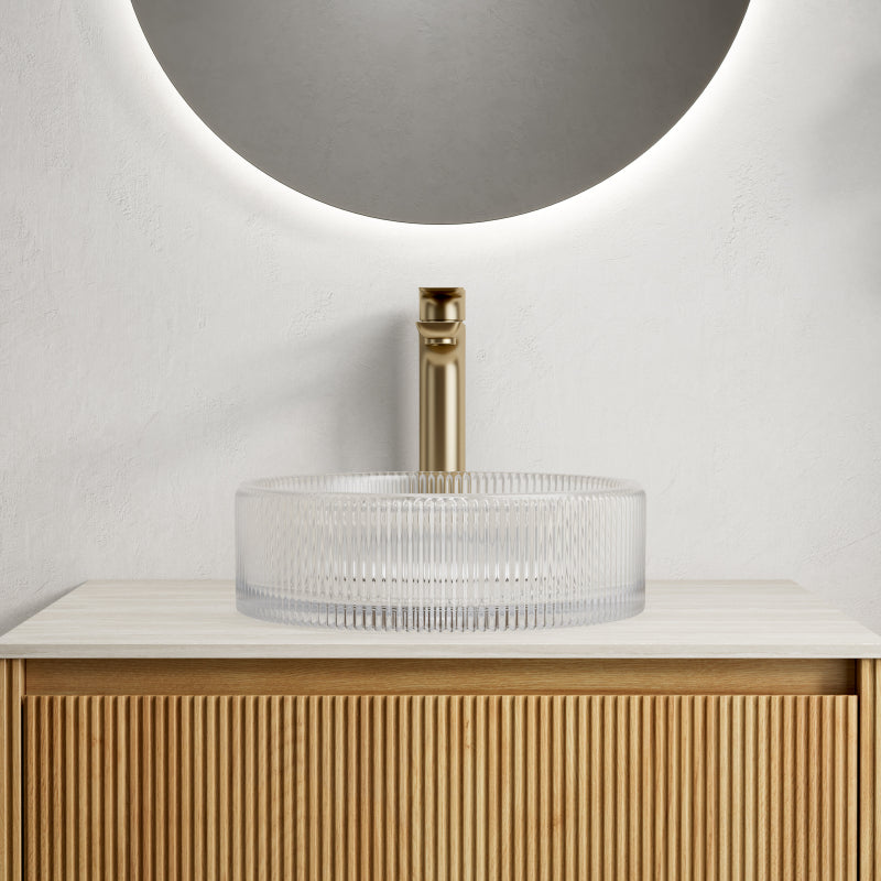 Waskom – Wasbak – Wastafel – Waskom Opbouw – Badkamerkom – Rond Kristalglas – 36 cm Diameter – Gemakkelijk Schoon Te Maken