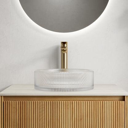 Waskom – Wasbak – Wastafel – Waskom Opbouw – Badkamerkom – Rond Kristalglas – 36 cm Diameter – Gemakkelijk Schoon Te Maken