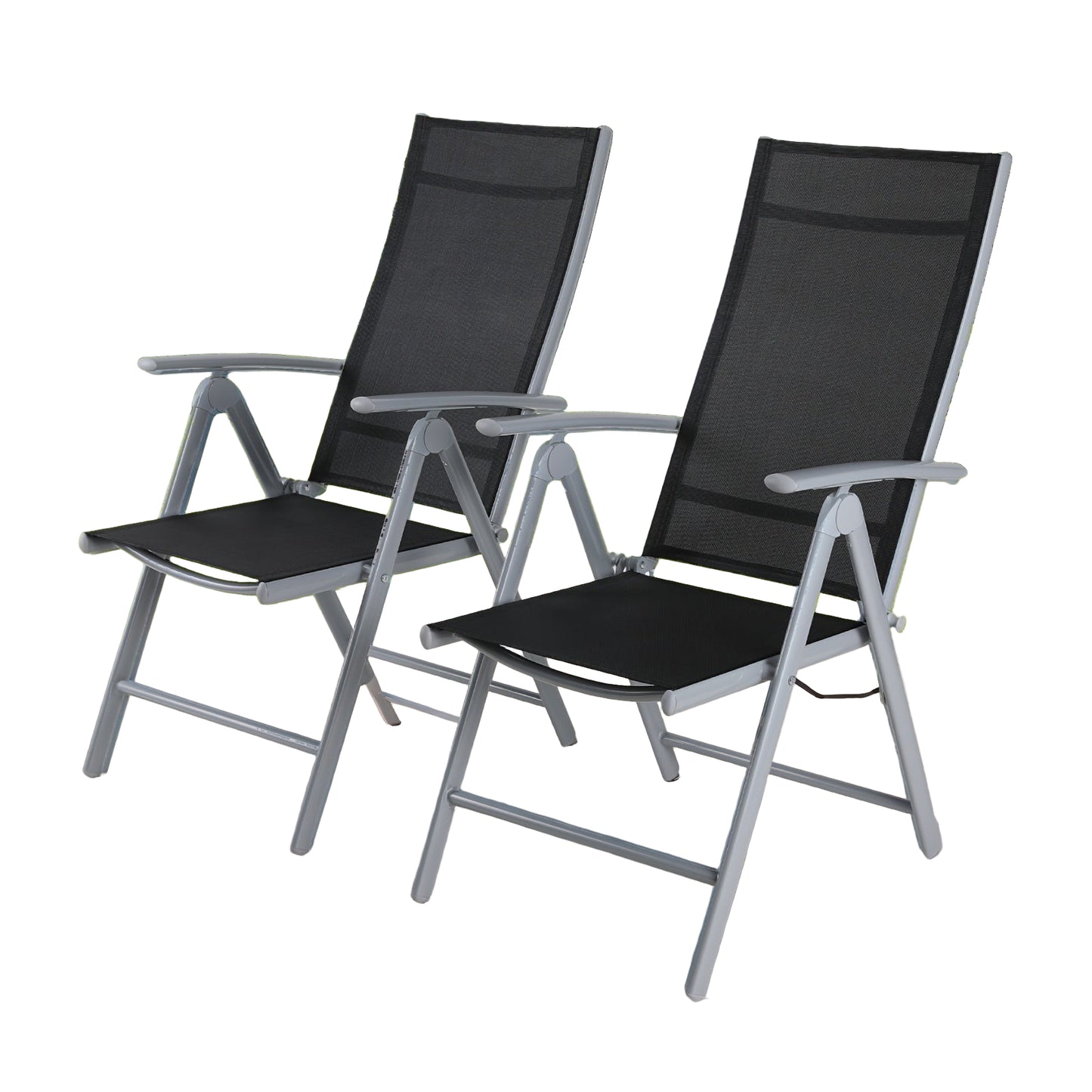 Opvouwbare Stoel – Klapstoel – Campingstoel – Tuinstoel – Lichtgewicht Stoel – Aluminium Frame – Manueel Verstelbare Rugleuning – Zilvergrijs Zwart