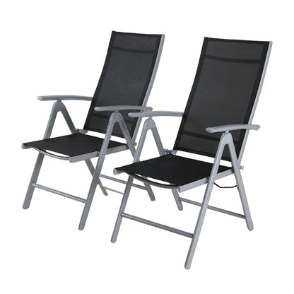 Opvouwbare Stoel – Klapstoel – Campingstoel – Tuinstoel – Lichtgewicht Stoel – Aluminium Frame – Manueel Verstelbare Rugleuning – Zilvergrijs Zwart