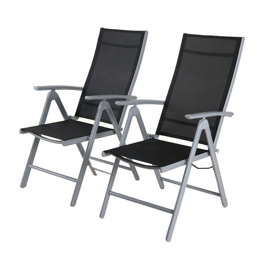 Opvouwbare Stoel – Klapstoel – Campingstoel – Tuinstoel – Lichtgewicht Stoel – Aluminium Frame – Manueel Verstelbare Rugleuning – Zilvergrijs Zwart