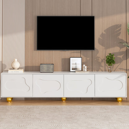 TV-kast – TV-meubel – TV-dressoir – Media-meubel – TV-standaard – Wit met Gouden Poten – Stevig 5-Poten Design – 3,2+ Kubieke Voet Opbergruimte