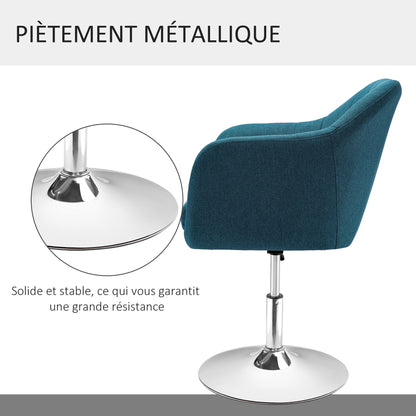 Lounge Chair – Fauteuil – Relaxstoel – Loungestoel – Zetel – Verstelbare Hoogte – 360° Draaibaar – Hoogwaardig Schuim – Chromen Metalen Onderstel – Blauwgroen
