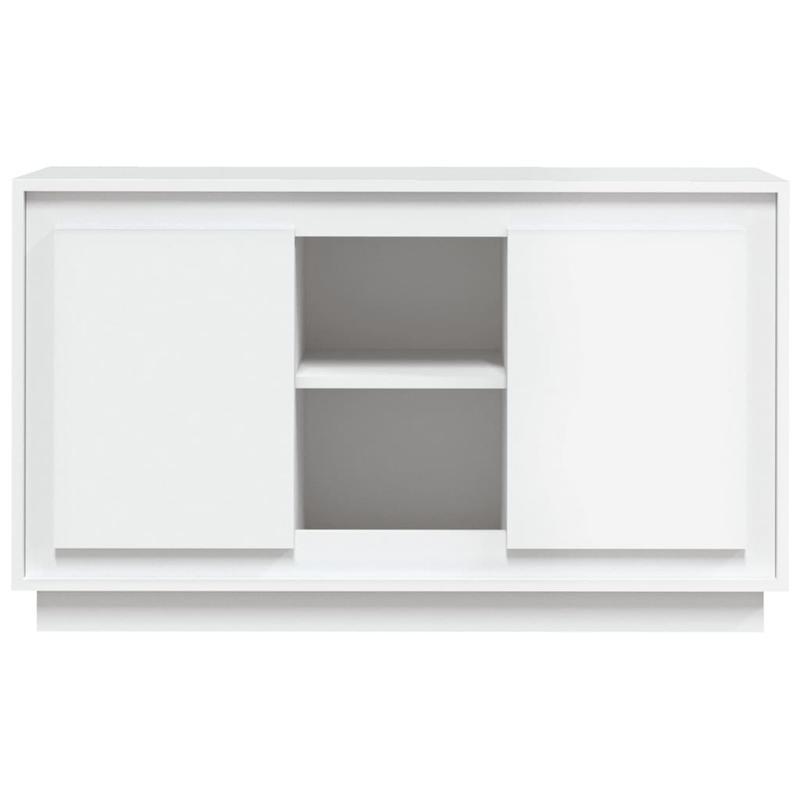 Modern White Sideboard with Open Shelves & Removable Drawers - 102x35x60cm, Hardwood Furniture for Living Room, Bedroom, Office - Sleek Minimalist Design with Decorative Vases & Clock Display, Sideboard Cabinet, Bedroom Stora