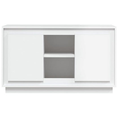 Modern White Sideboard with Open Shelves & Removable Drawers - 102x35x60cm, Hardwood Furniture for Living Room, Bedroom, Office - Sleek Minimalist Design with Decorative Vases & Clock Display, Sideboard Cabinet, Bedroom Stora