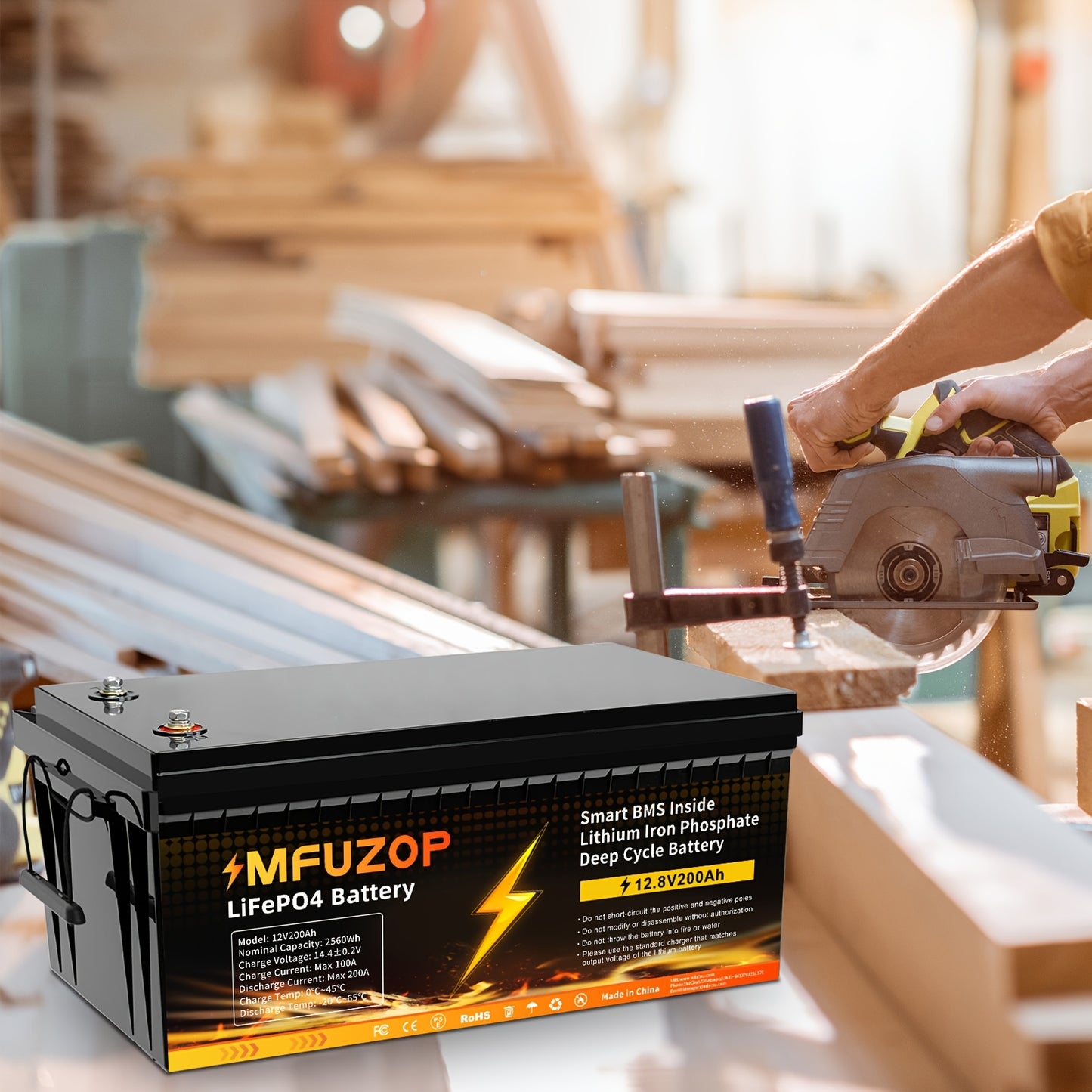 Lithium Accu – 4 Stuks - LiFePO4 Batterij – Startaccu – Bootaccu – Powerpack – 12V 200Ah – 200A Smart BMS – 5000+ Laadcycli