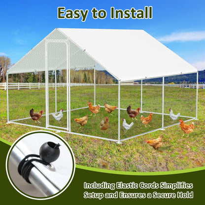 Buitenren Kippenren Konijnenren Dierenren Hokken – 300x600x200 cm – Gegalvaniseerd Stalen Frame – Weerbestendig Met PE-Zonwering