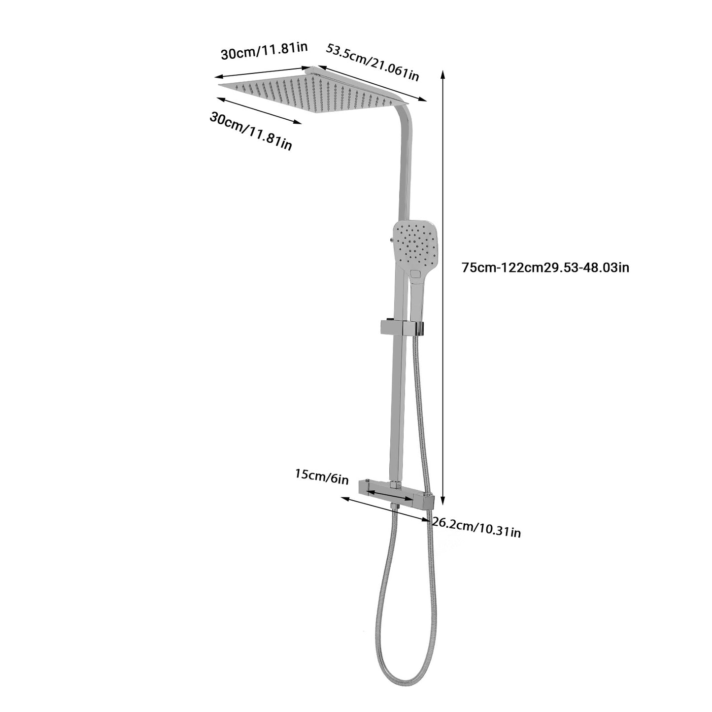 Selected Materials Two Water Spray Modes Rotating Design Adjustable Height shower set