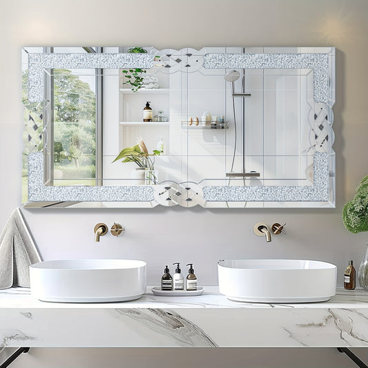 Wandspiegel – Muurspiegel – Decoratieve Spiegel – Luxe Spiegel – Rechthoekige Spiegel – 120x60 cm – Kristal Diamantinleg