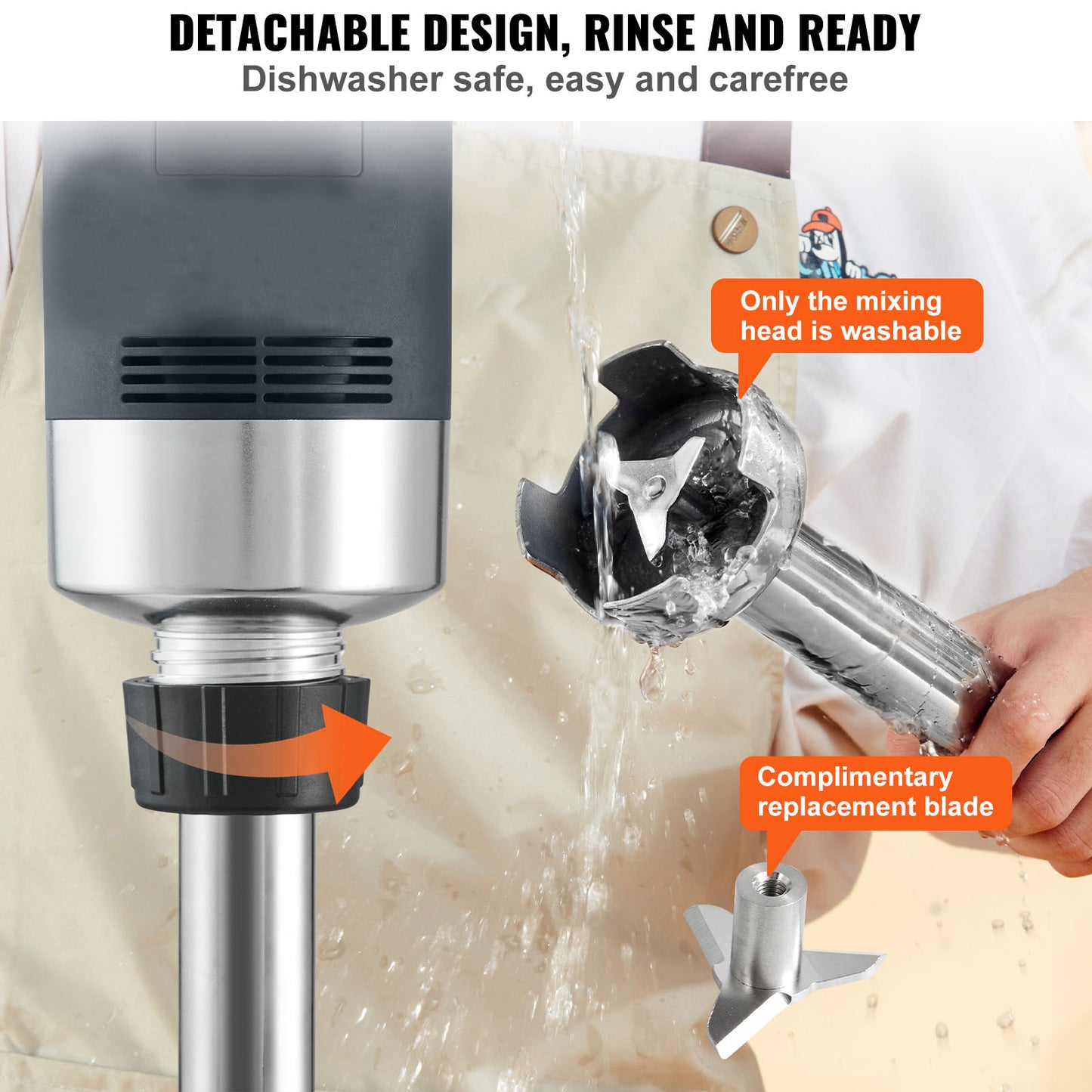 Staafmixer – Handmixer – Blender – Keukenmixer – Staafmixer RVS – 750W Vermogen – Variabele Snelheid