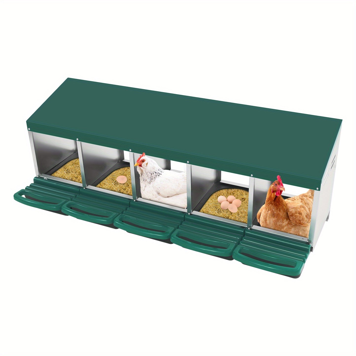 Kippenhok – Kippenren – Nestkast – Legnest – Nestbox – 5 Compartimenten – Gegalvaniseerd Staal – Ventilatie