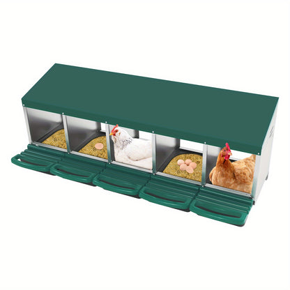 Kippenhok – Kippenren – Nestkast – Legnest – Nestbox – 5 Compartimenten – Gegalvaniseerd Staal – Ventilatie