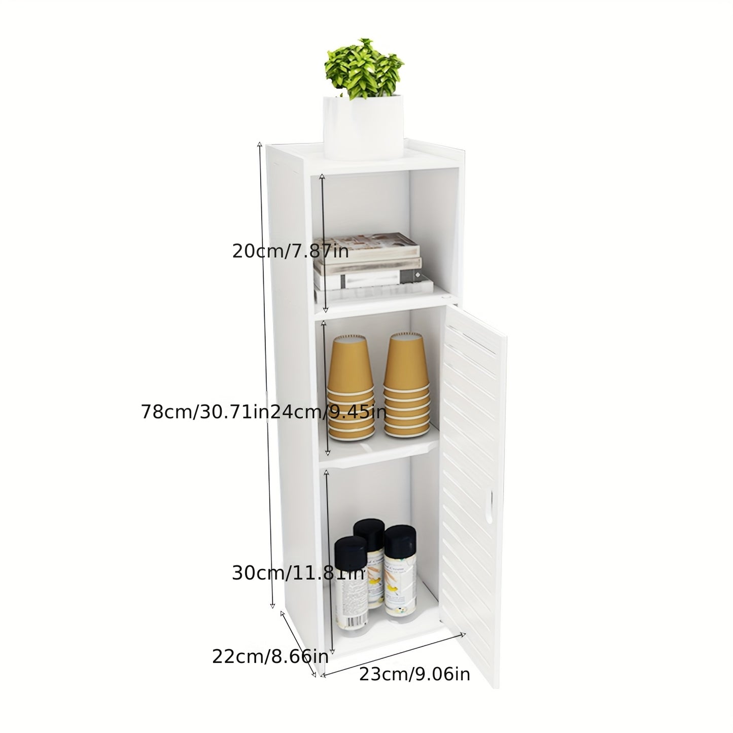 Badkamerkast – Opbergkast – Kolomkast – Badmeubel – Wastafelonderkast – Lichtgewicht PVC – Compact 23x22x78 cm