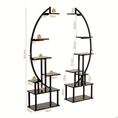 7-laags plantenrek – plantenstandaard – plantenhouder – plantenrek met planken – plantentafel set 2 stuks – ruimtebesparend ontwerp – stevig metalen frame met houten planken