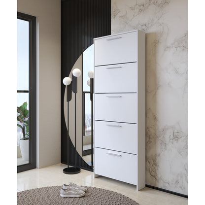 Shoe Rack Campania, Mobile Shoe Rack, Multi-Use Entrance Wardrobe, Shoe Cabinet, 69X17H187 Cm, White