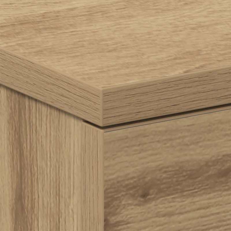 Nachtkastje – Nachtkastjes – Bijzettafel – Opbergkastje – Kast – Set van 2 – Natuurlijk Eikenhout – 38x35x55 cm – 3 Lades – Compact & Ruim