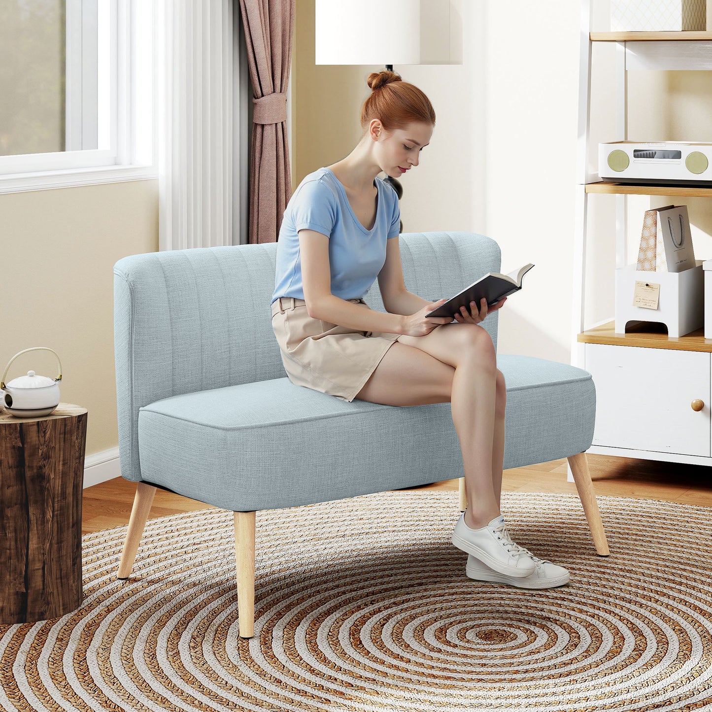 2-Zits Bank – Sofa – Loveseat – Tweezitsbank – Zitbank – Lichtgroen – Compact Formaat – Zachte Bekleding