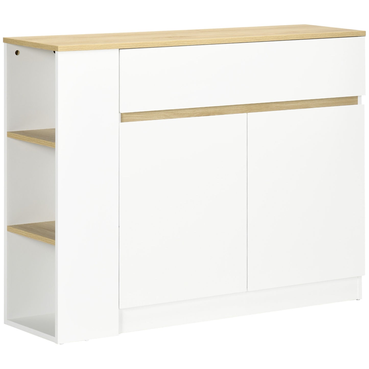 Buffetkast – Dressoir – Opbergkast – Buffetmeubel – Ladekast – Wit Melaminehout – Verstelbare Binnenplank – 110x29,5x82 cm