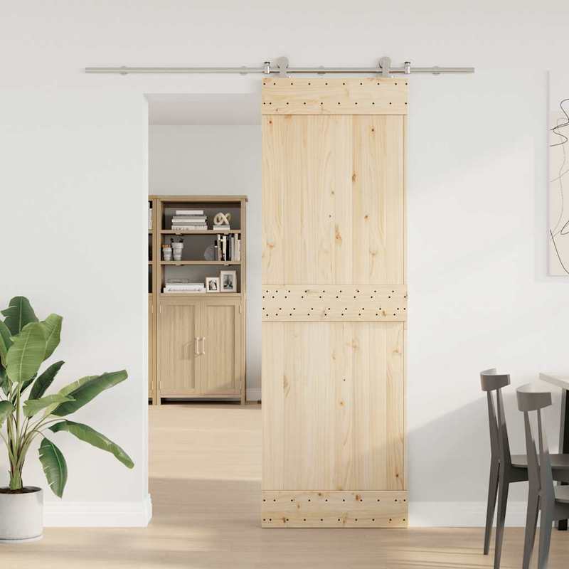 Sliding door fitting set 200cm stainless steel Silvery