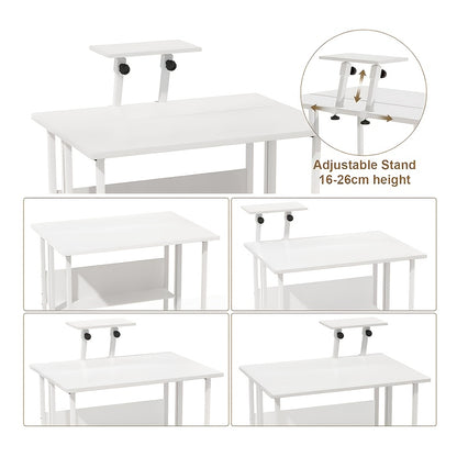 Bureau – Schrijftafel – Computertafel – Werktafel – Opvouwbaar Bureau – Inklapbaar – Met Wieltjes – Verstelbare Monitorstandaard – Compact 80x58x76 cm