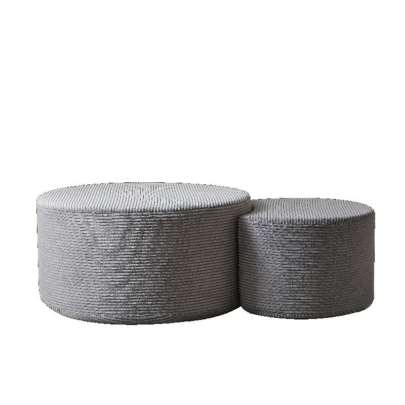 2-delige Ronde Salontafelset – Poef – Hocker – Bladtafel – Foamed Kruk – Modern Woonkamer Meubel – Gevuld Kussen – Geen Montage Nodig