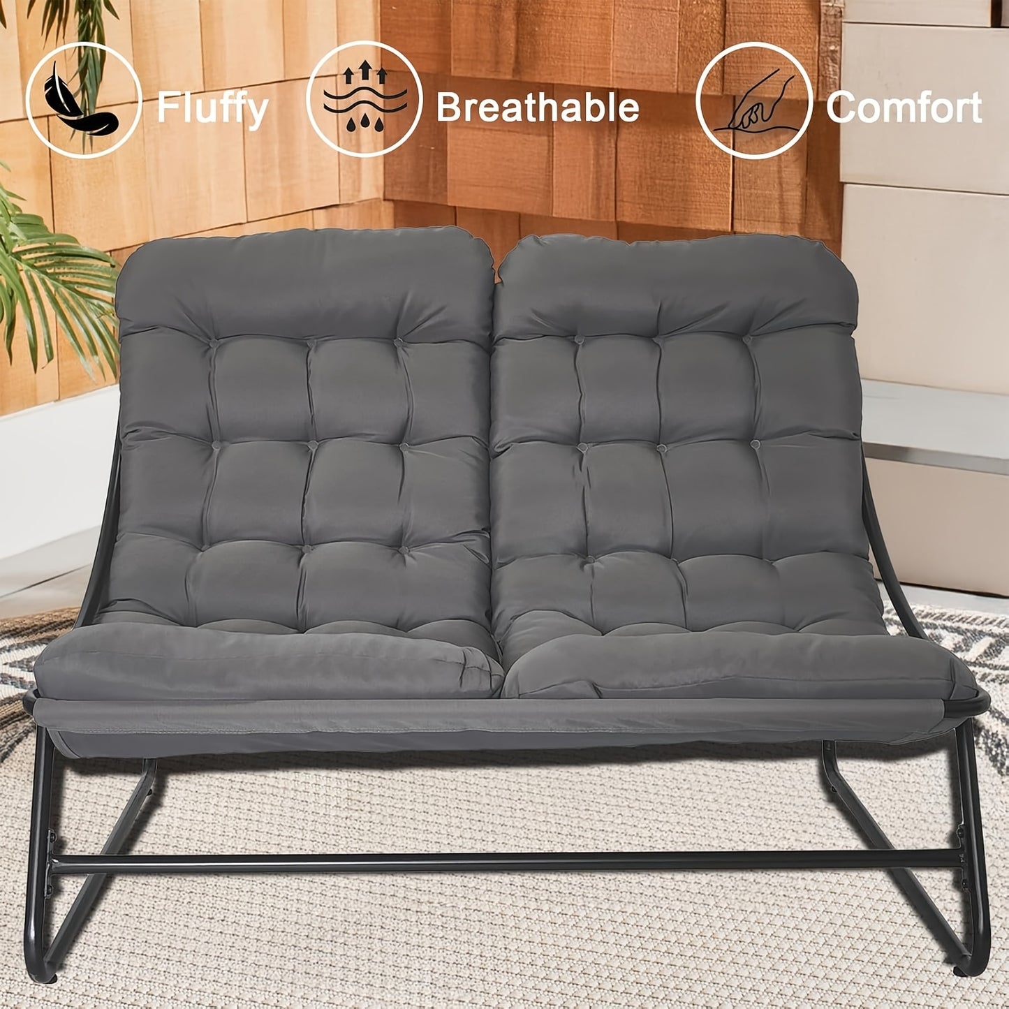 Tuinbank – Buitenbank – Balkonbank – Terrasbank – Garden Sofa – Grijs – Weerbestendig Met Metaal Frame – Inclusief Afneembare Kussens