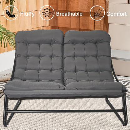 Tuinbank – Buitenbank – Balkonbank – Terrasbank – Garden Sofa – Grijs – Weerbestendig Met Metaal Frame – Inclusief Afneembare Kussens