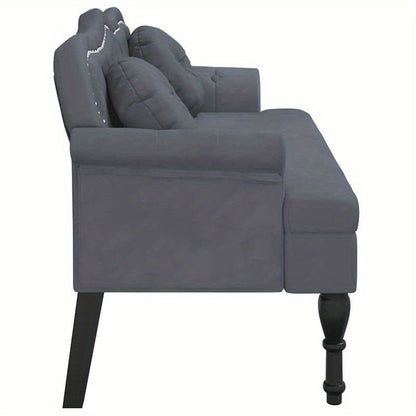 Multi-Persoons Bank – Zitelement – Sofa – Loveseat – Bankje – Donkergrijs Velvet – Hardhouten Frame – Comfortabele Kussens – 120,5x65x75 cm