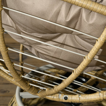 3-Delige Tuin Loungeset – Papasan Stoelen – Draaibare Tuinstoelen – Ronde Tafel – Buitenmeubel Set – Weerbestendig – Met 10 cm Dikke Kussens – Bruin Vlechtwerk
